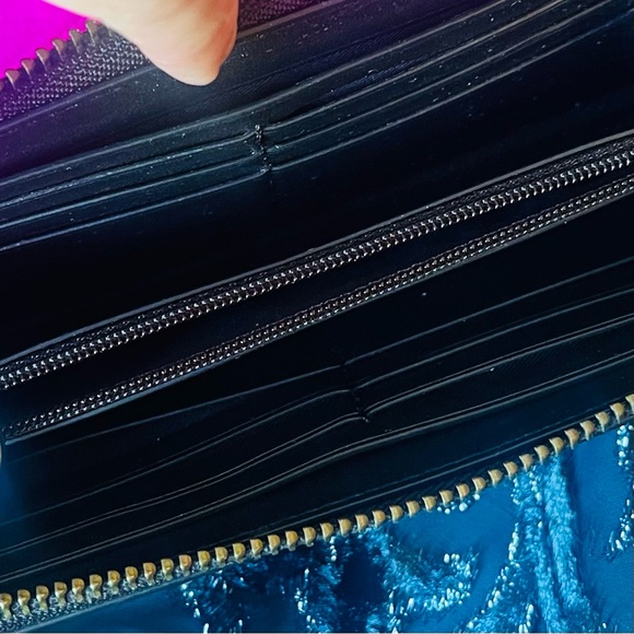 UNICORN COACH HOLOGRAM Accordion Zip Around Long Wallet Pocket Purple Green Teal - Picture 10 of 16